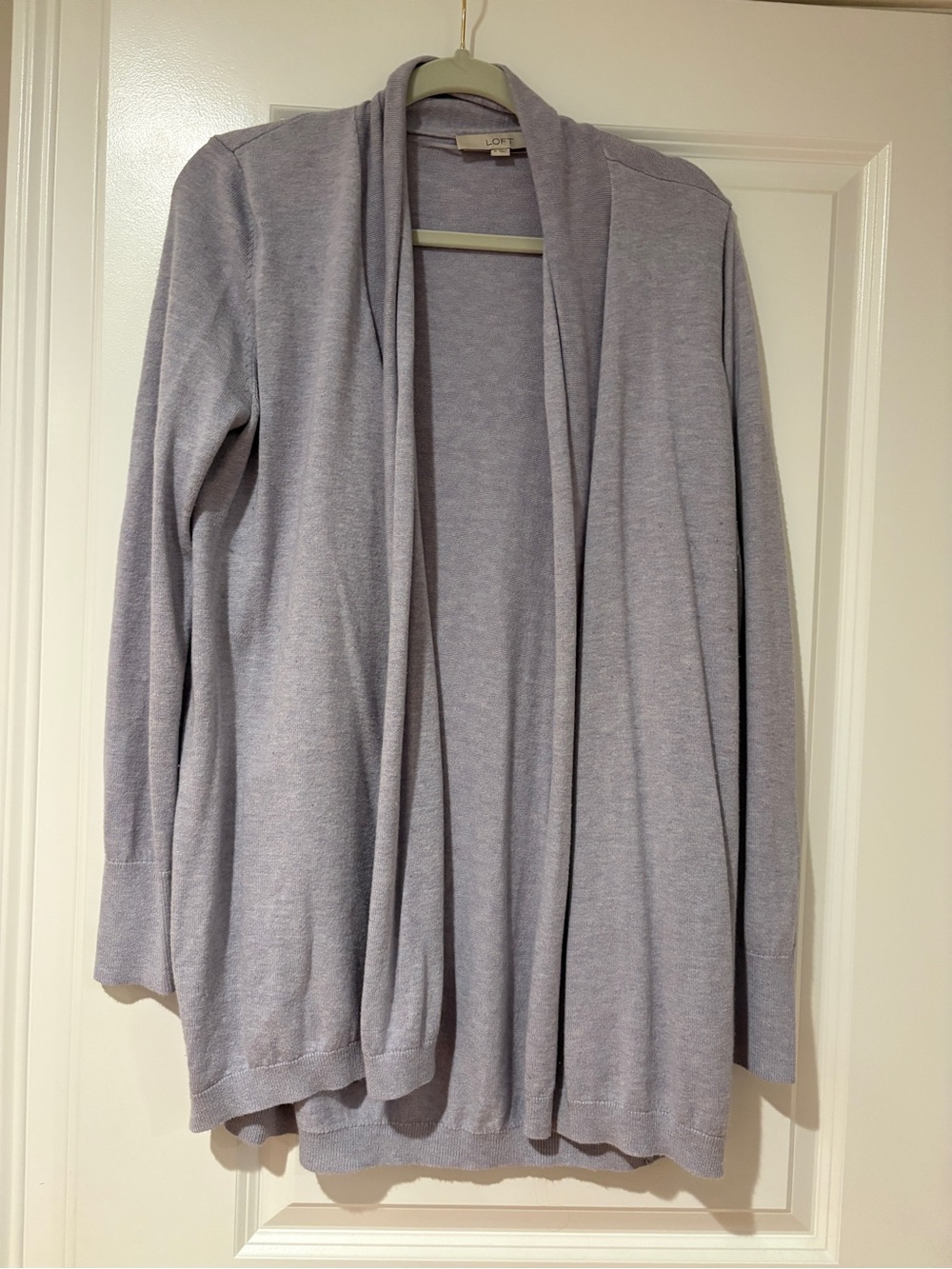 LOFT Lavender Open-Front Draped Cardigan